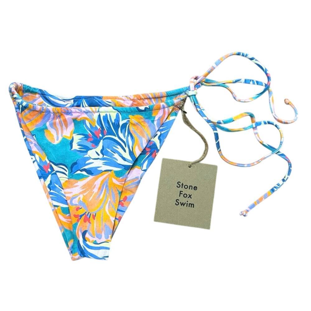NWT Stone Fox Swim River Bikini Bottom - Tropical Lily Print Size Medium
